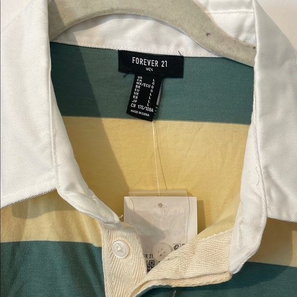 Forever 21 Yellow and Green Polo Shirt Classic Stripes - Picture 2 of 6